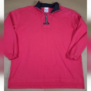 Vintage Champion 1/4 Zip Long‎ sleeve Shirt Red Salmon USA Made